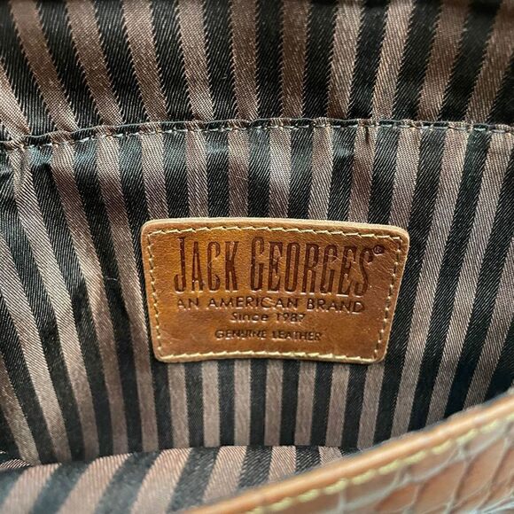 Jack Georges Hornback Croco Wallet On A String Brown Leather Crossbody Purse - Picture 5 of 12